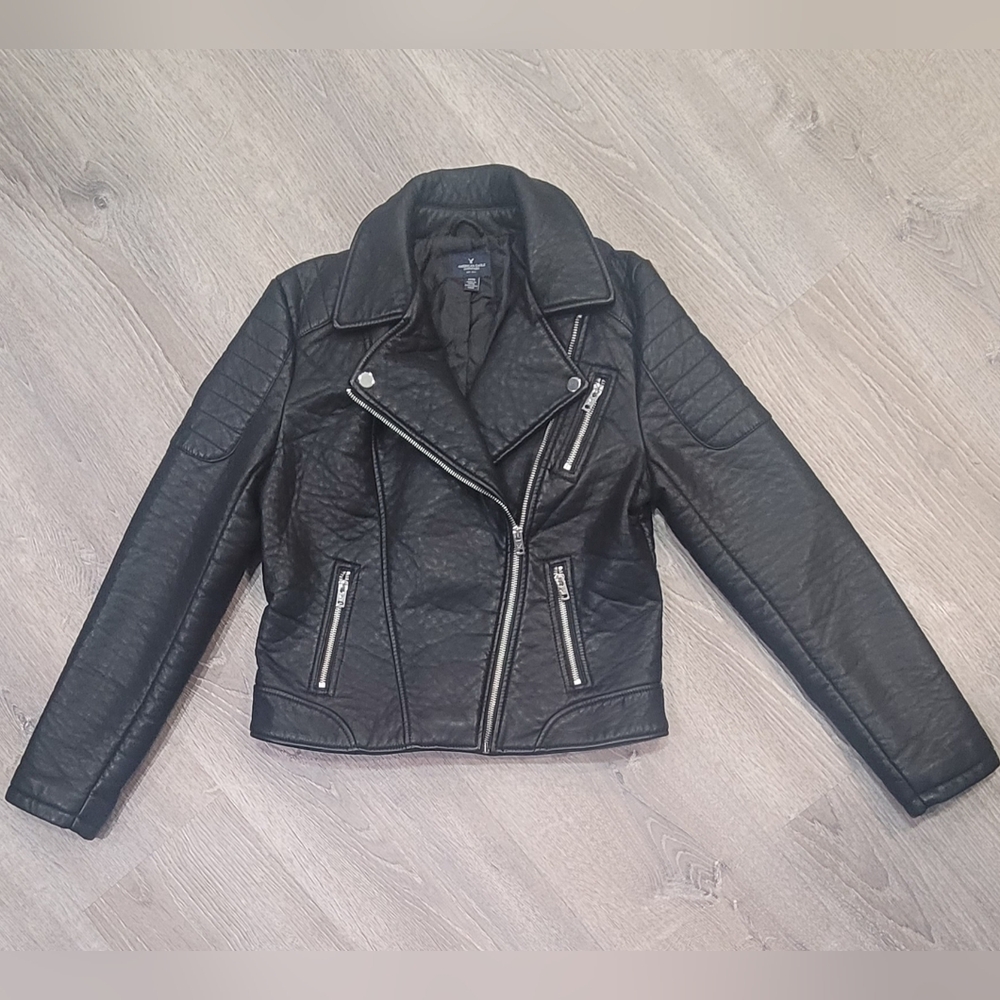 American Eagle Outfitters Quilted Black Leather Jacket - Picture 2 of 7
